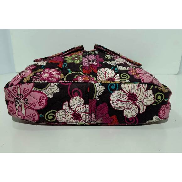 Vera Bradley MOD FLORAL PINK Double Handle Tote Bag Quilted Brown Floral - Picture 4 of 8